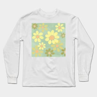 Yellow Floral Daisy Sunflower Pattern Long Sleeve T-Shirt